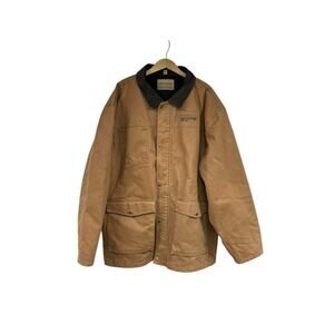 Vintage Swingster Workwear Canvas Corduroy Collar Chore Barn Jacket Tan Mens 2XL